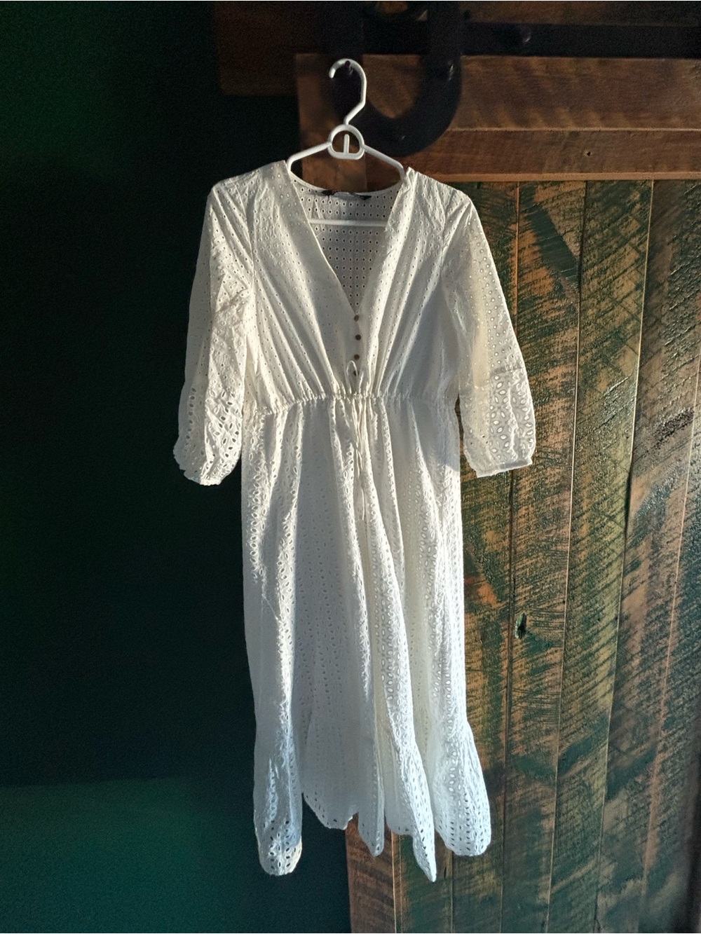 Zara White Eyelet Dress XS